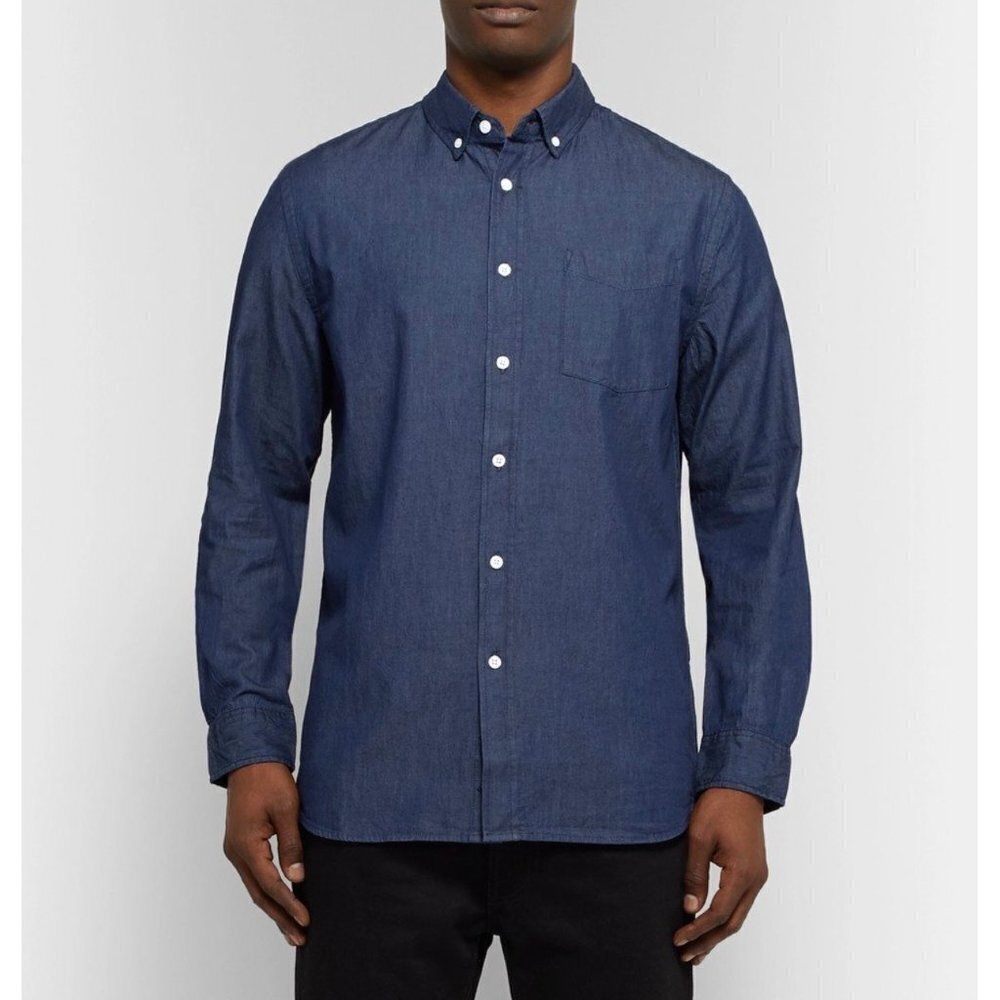 Saturdays NYC Mens XS Indigo Button-Down Collar Cotton Chambray Shirt
